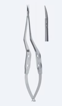 Мікроножиці багнетоподібні Джаннета - Ясаргіл, зігнуті, гострі 184 мм x 70 мм, 14 мм ріжуча частина Bio Tules Impex BTE-00815